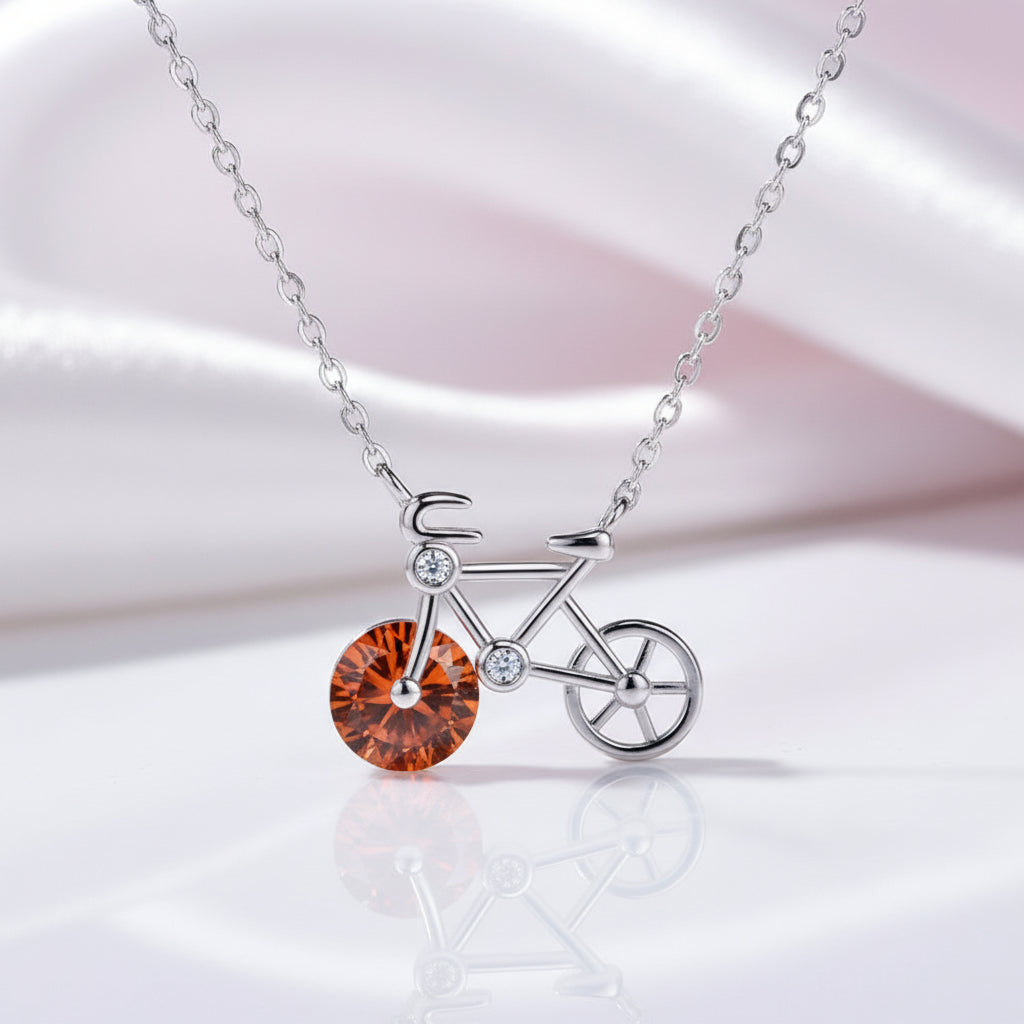 1.0 Ct Round Cut Diamond Cute Bicycle Necklace-Black Diamonds New York