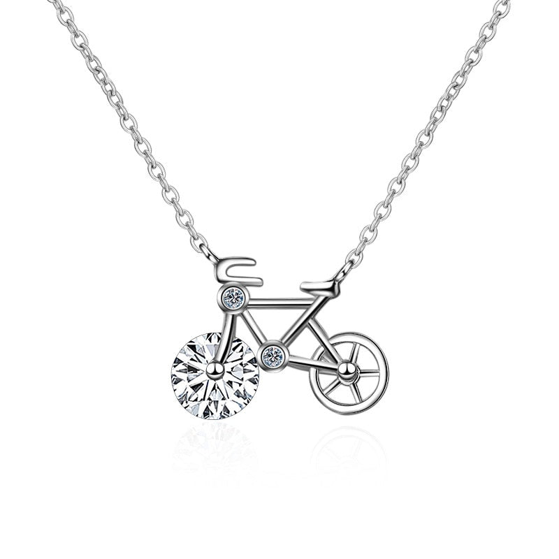 1.0 ct Round Cut Moissanite Cute Bicycle Necklace-Black Diamonds New York