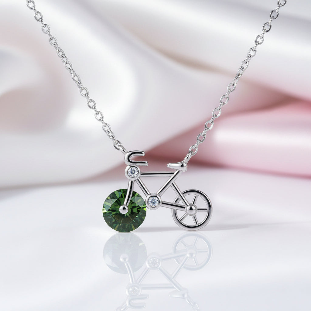 1.0 Ct Round Cut Diamond Cute Bicycle Necklace-Black Diamonds New York
