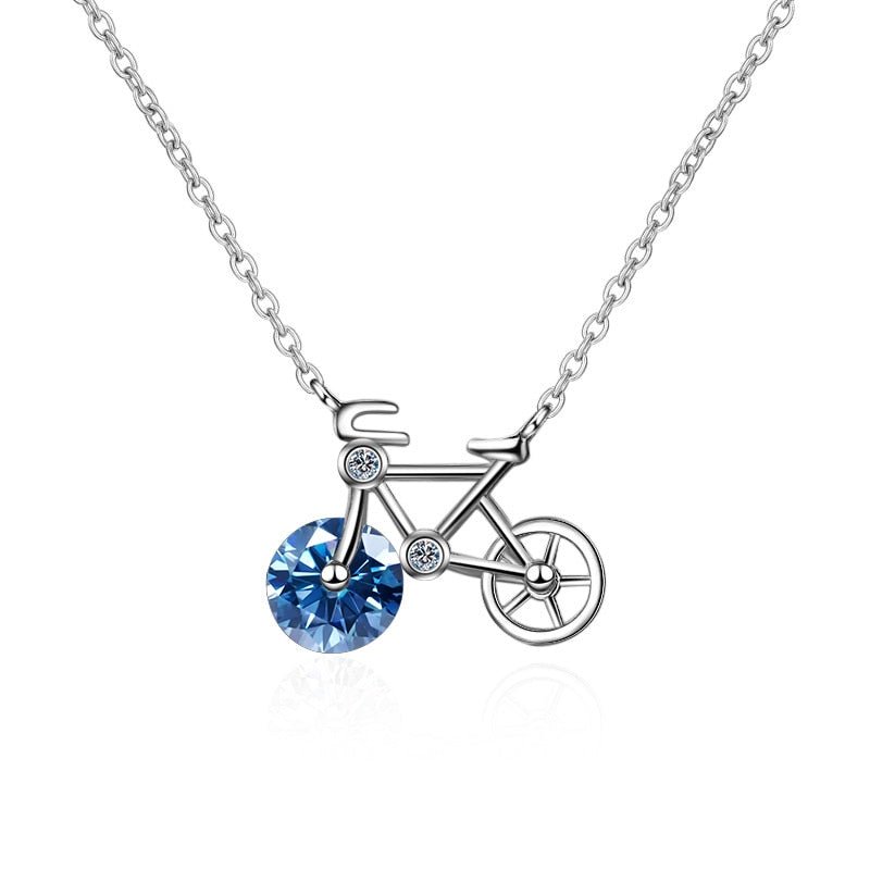 1.0 ct Round Cut Moissanite Cute Bicycle Necklace-Black Diamonds New York
