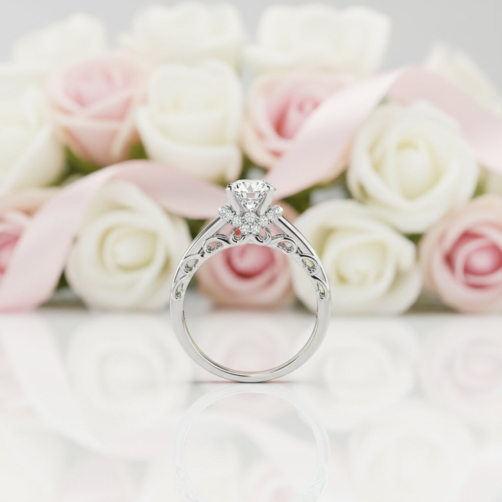 1.0 ct Round Cut Diamond Option White Gold Solitaire Ring Set-Black Diamonds New York
