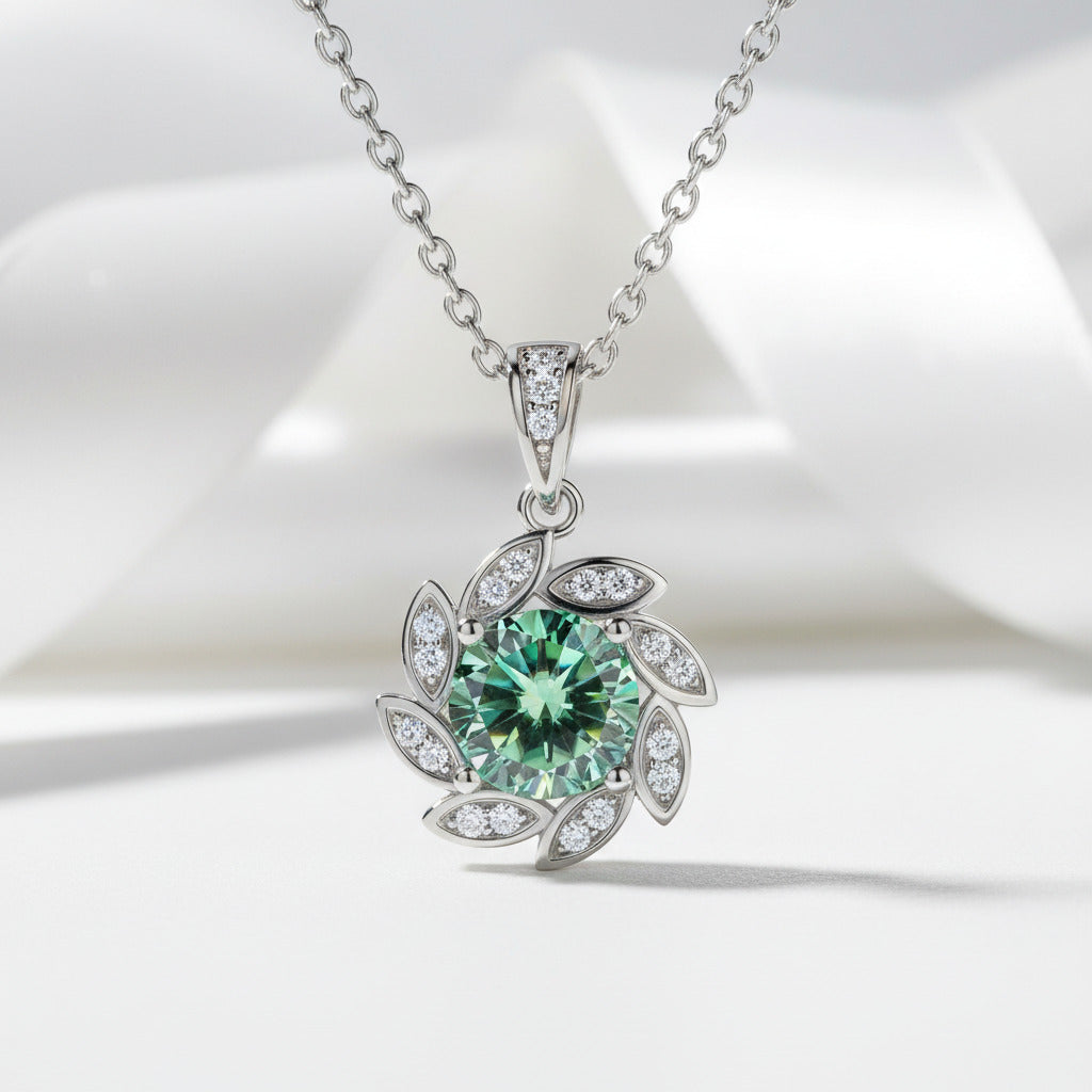 1.0 Ct Round Cut Diamond Elegant Flower Design Necklace-Black Diamonds New York