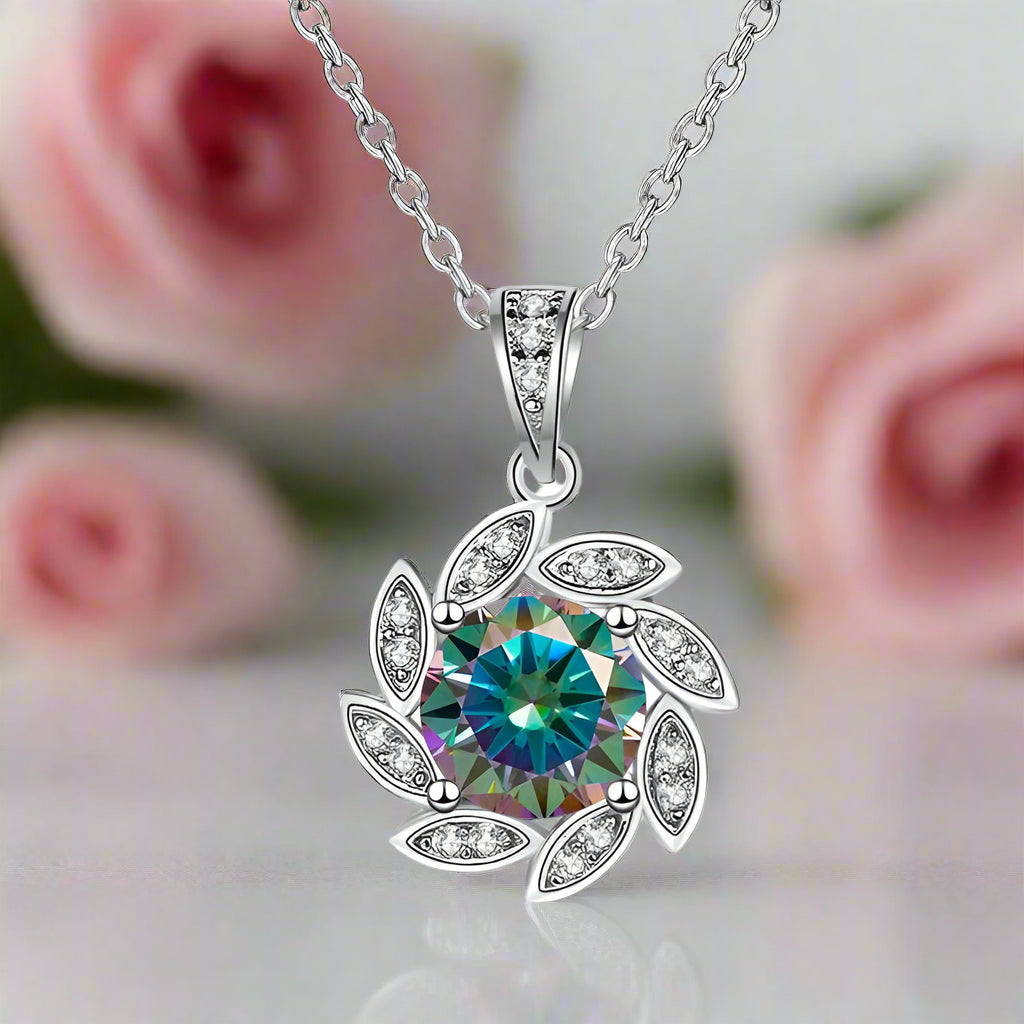 1.0 Ct Round Cut Diamond Elegant Flower Design Necklace-Black Diamonds New York