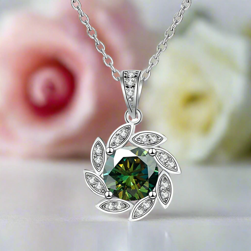 1.0 Ct Round Cut Diamond Elegant Flower Design Necklace-Black Diamonds New York