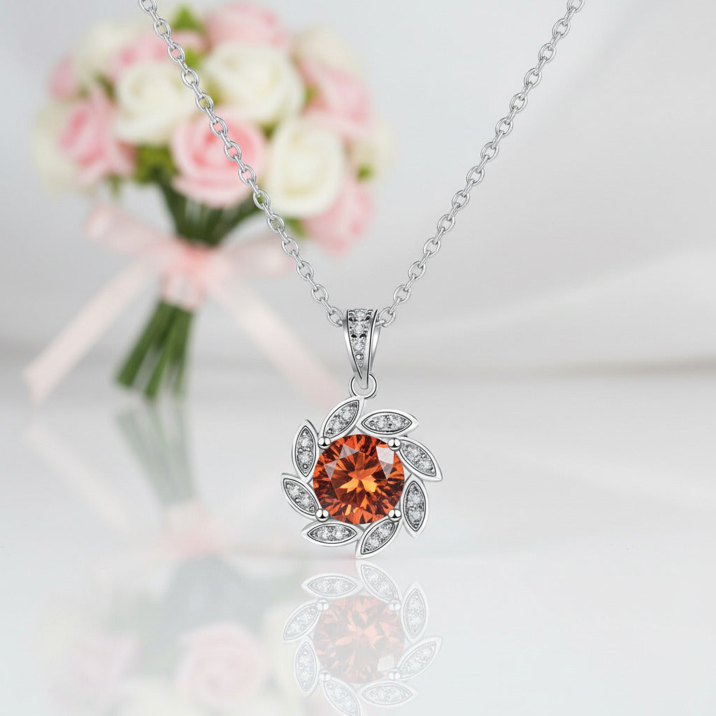 1.0 Ct Round Cut Diamond Elegant Flower Design Necklace-Black Diamonds New York