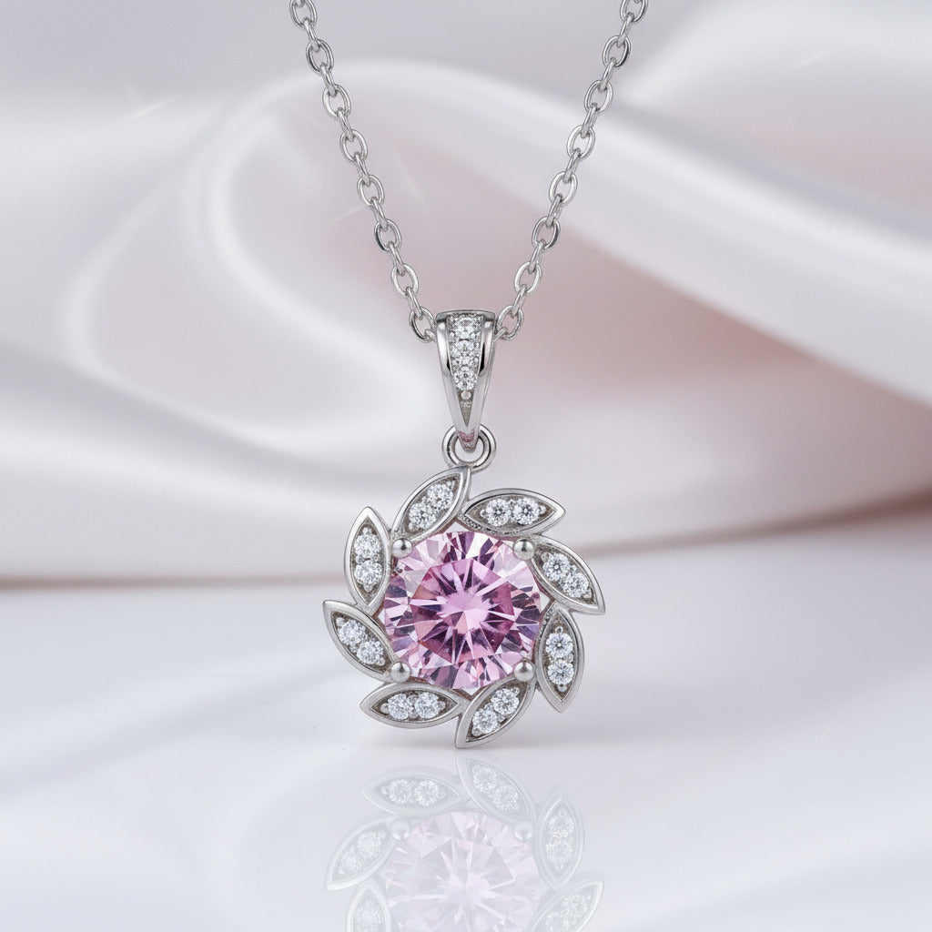 1.0 Ct Round Cut Diamond Elegant Flower Design Necklace-Black Diamonds New York