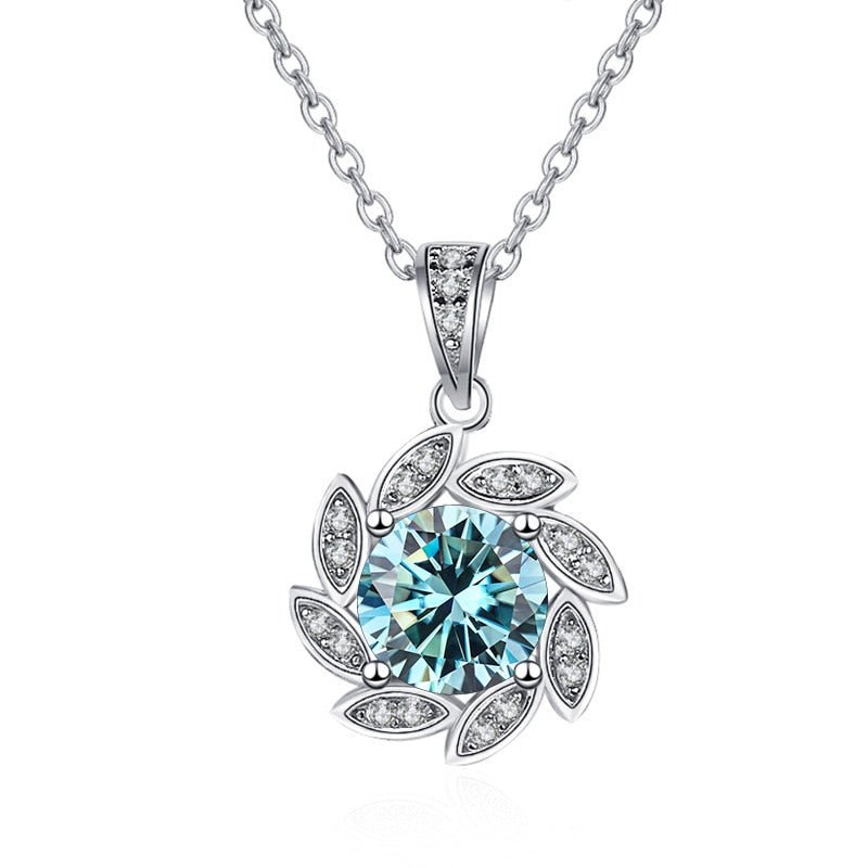 1.0 ct Round Cut Moissanite Elegant Flower Design Necklace - Black Diamonds New York