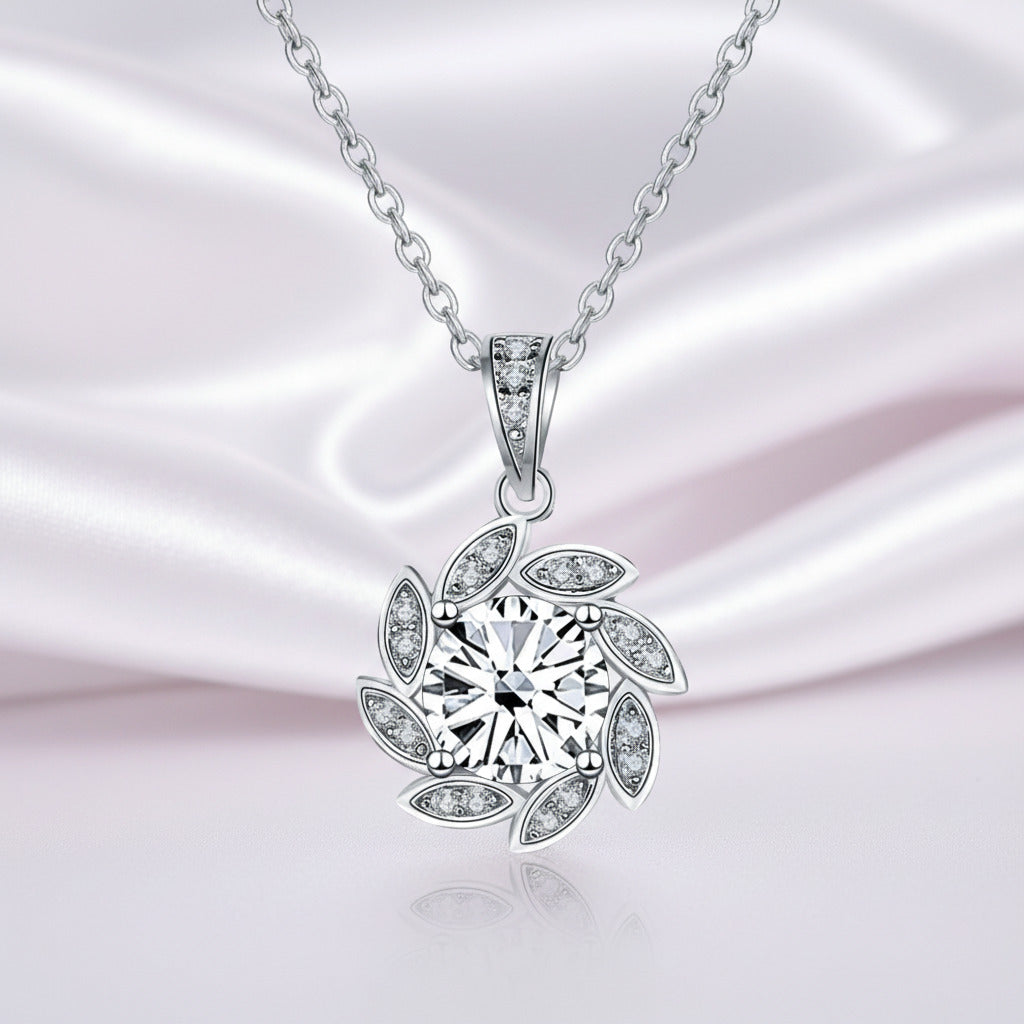 1.0 Ct Round Cut Diamond Elegant Flower Design Necklace-Black Diamonds New York