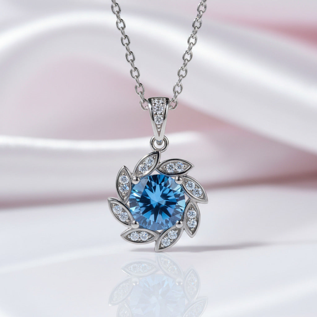 1.0 Ct Round Cut Diamond Elegant Flower Design Necklace-Black Diamonds New York