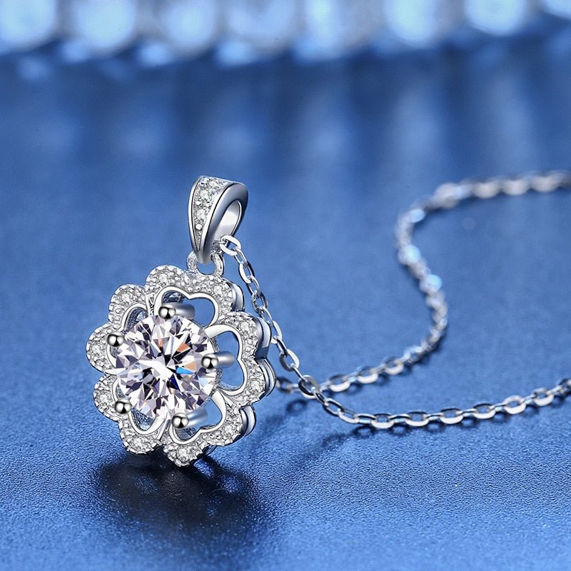 1.0 ct Round Cut Diamond Flower Necklace-Black Diamonds New York