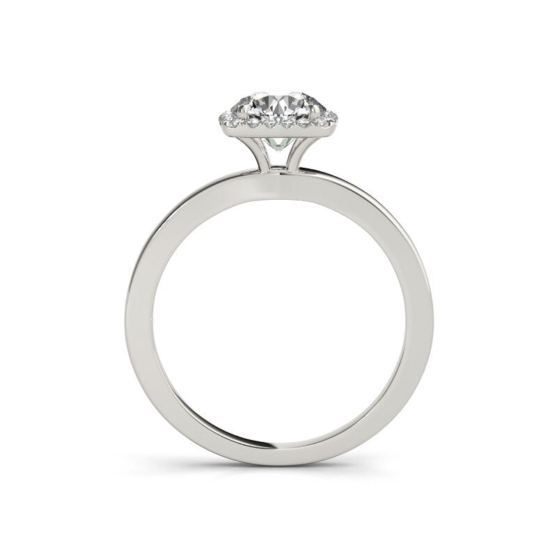 1.0 ct Round Cut Diamond Halo White Gold Ring Set-Black Diamonds New York