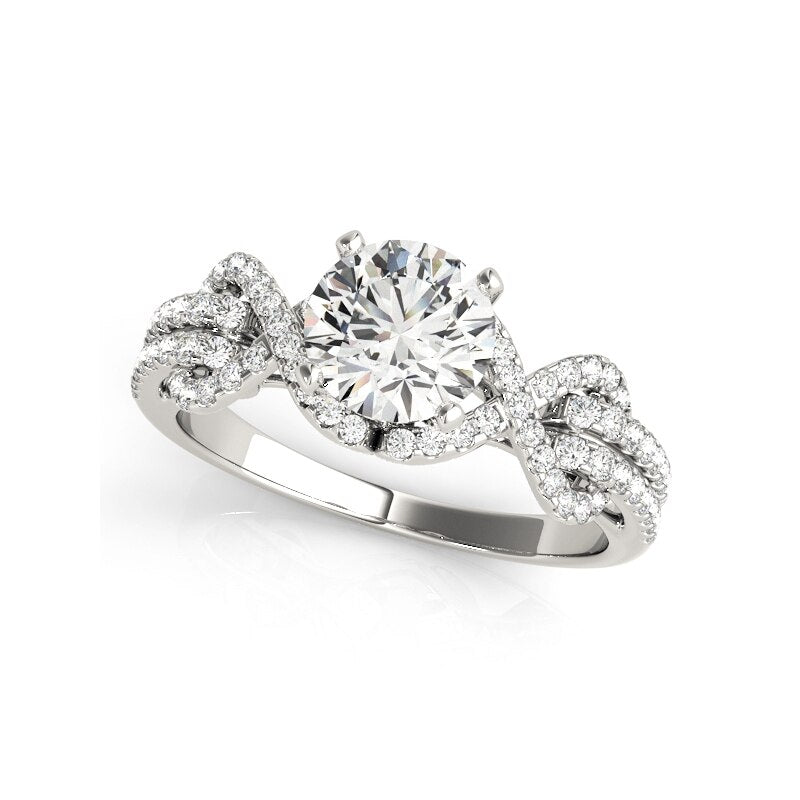 1.0 ct Round Cut Moissanite Knot Engagement Ring Set-Black Diamonds New York