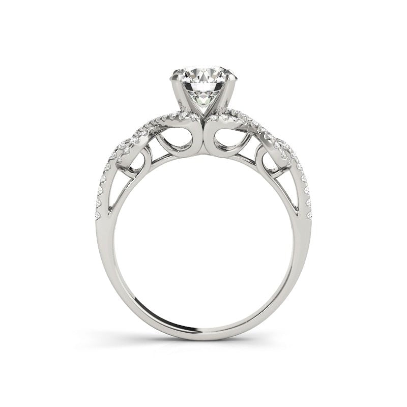 1.0 ct Round Cut Moissanite Knot Engagement Ring Set-Black Diamonds New York