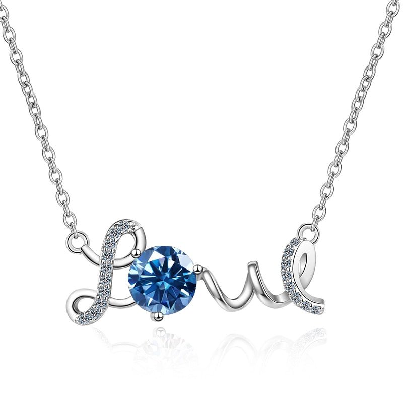 1.0 ct Round Cut Moissanite Love Design Necklace-Black Diamonds New York