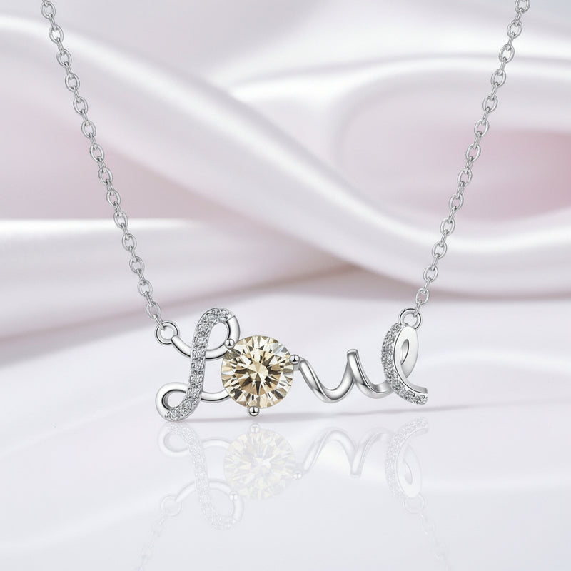Ct Round Cut Diamond Birthstone Love Design Necklace