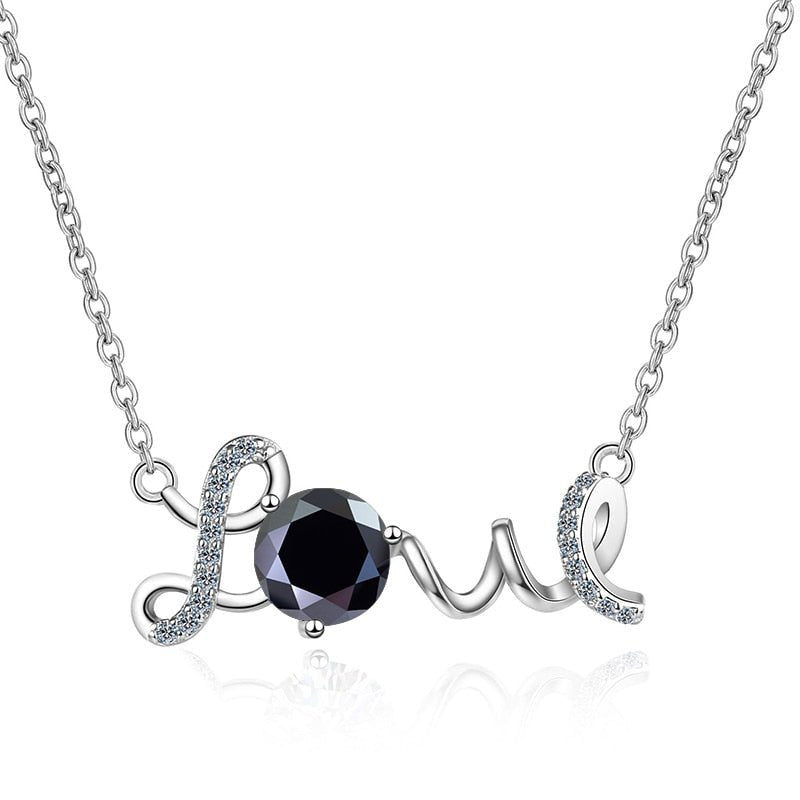 1.0 ct Round Cut Moissanite Love Design Necklace - Black Diamonds New York