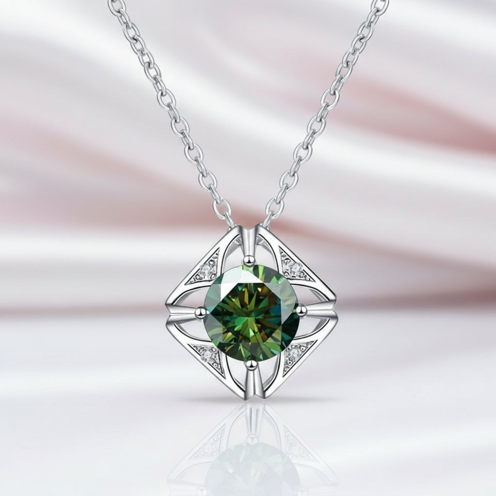 1.0 Ct Round Cut Diamond Square Pendant Necklace-Black Diamonds New York