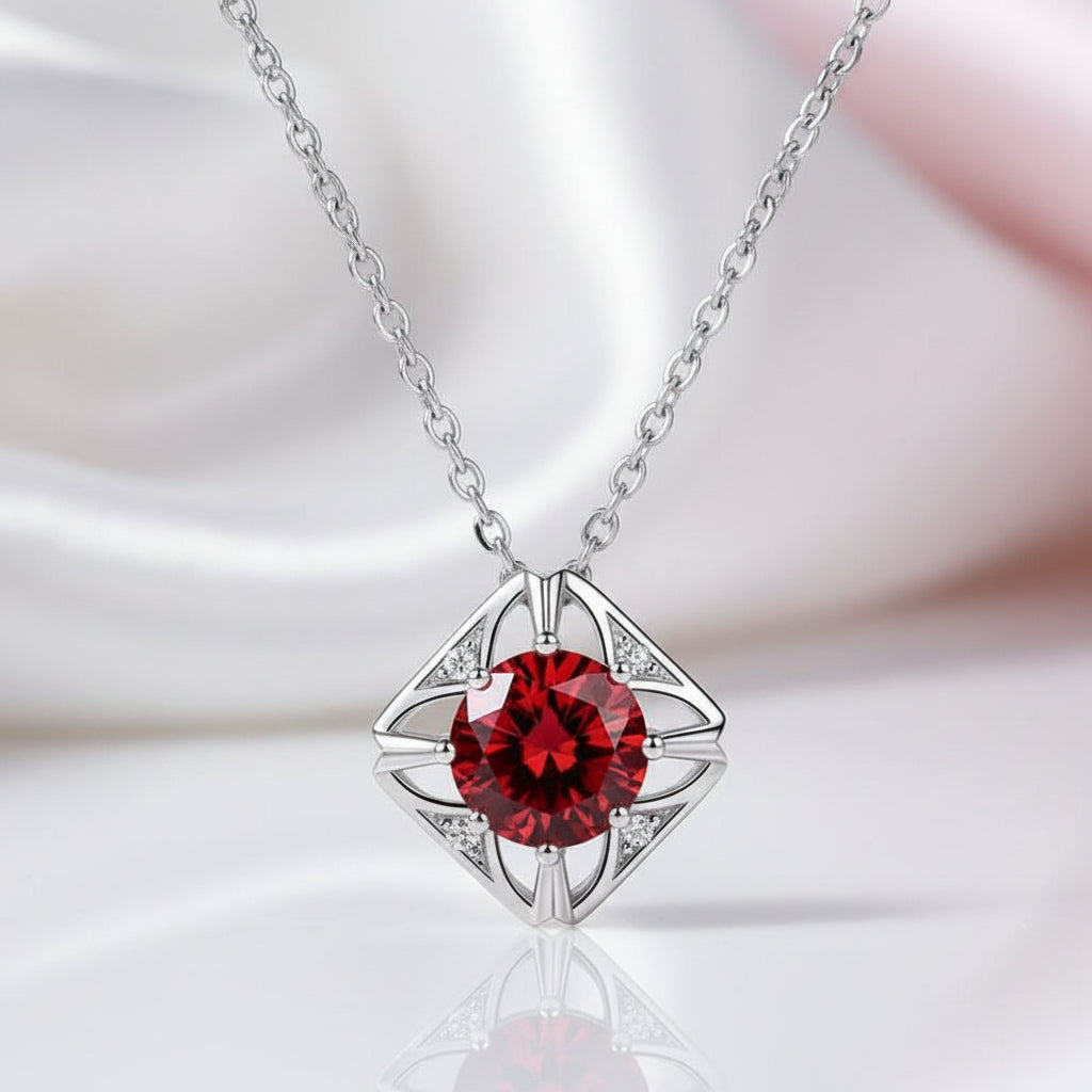 1.0 Ct Round Cut Diamond Square Pendant Necklace-Black Diamonds New York