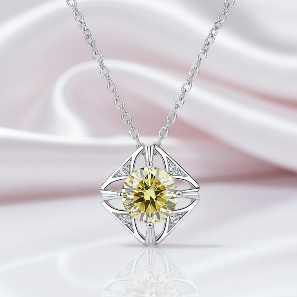 1.0 Ct Round Cut Diamond Square Pendant Necklace-Black Diamonds New York