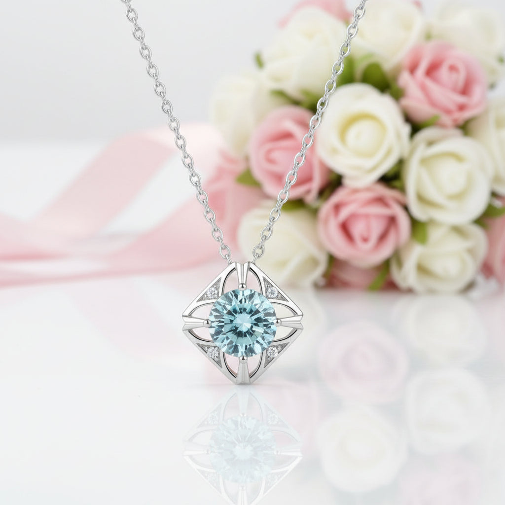 1.0 Ct Round Cut Diamond Square Pendant Necklace-Black Diamonds New York