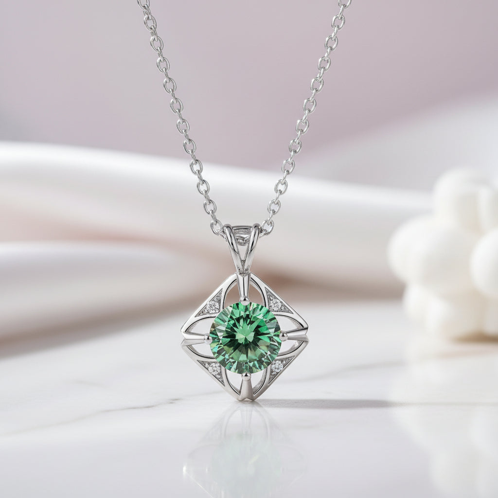 1.0 Ct Round Cut Diamond Square Pendant Necklace-Black Diamonds New York