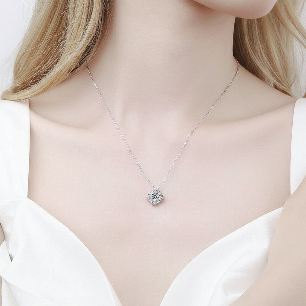 1.0 Ct Round Cut Diamond Square Pendant Necklace-Black Diamonds New York