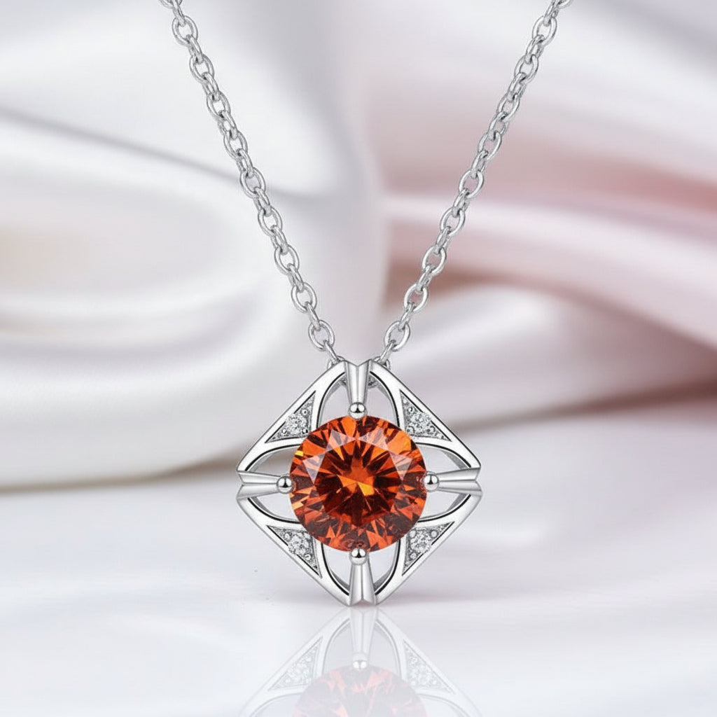 1.0 Ct Round Cut Diamond Square Pendant Necklace-Black Diamonds New York