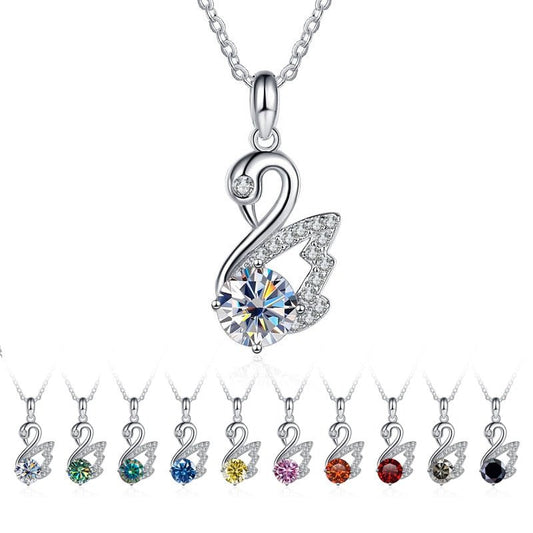 1.0 ct Round Cut Diamond Swan Necklace-Black Diamonds New York