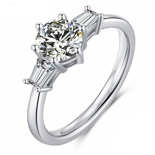1.0 ct Round Cut Diamond Three Stone Engagement Ring-Black Diamonds New York