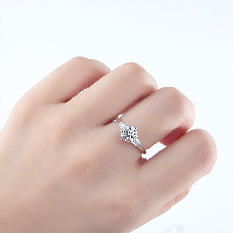 1.0 ct Round Cut Diamond Three Stone Engagement Ring-Black Diamonds New York