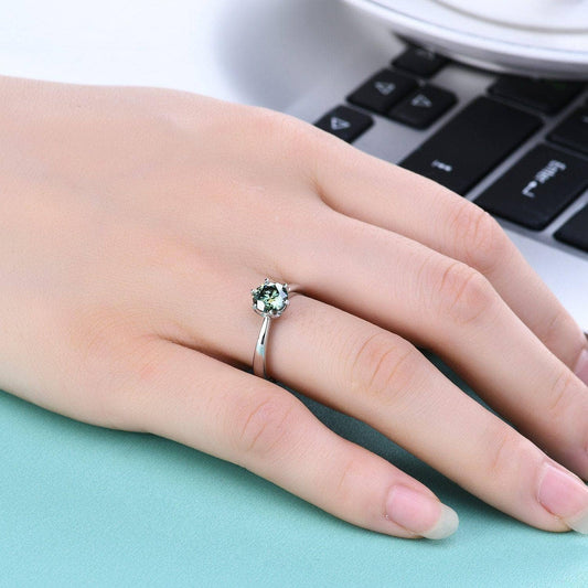 1.0 ct Round Green Diamond Adjustable Engagement Ring-Black Diamonds New York