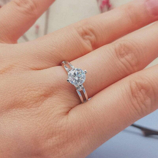 1.0 ct Round Moissanite Diamond Engagement Ring-Black Diamonds New York