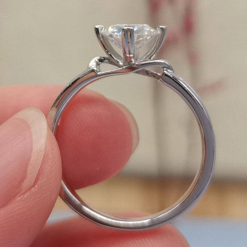 1.0 ct Round Moissanite Diamond Engagement Ring-Black Diamonds New York
