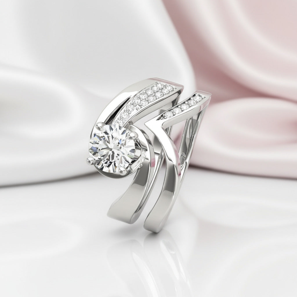 1.0 ct Round Diamond Option Unique Ring Set-Black Diamonds New York
