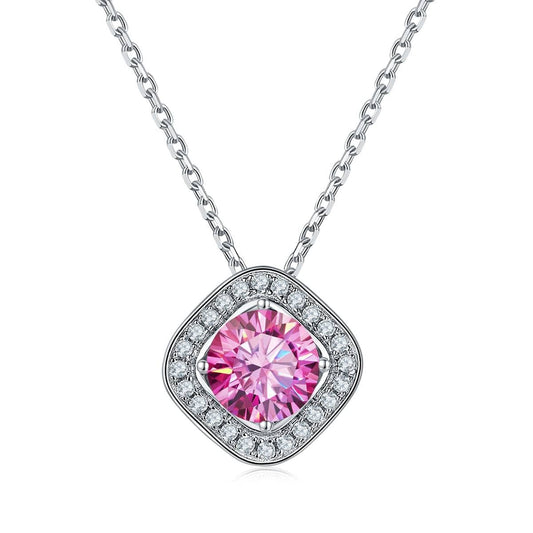 1.0 ctw 6.5mm Pink Diamond 18 Inches Sterling Silver Necklace-Black Diamonds New York