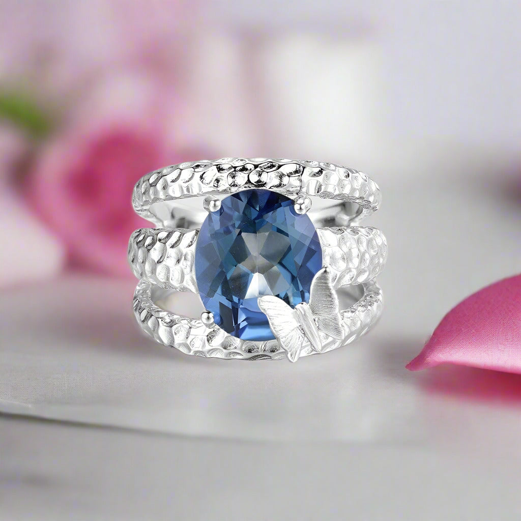 10*12mm Oval Gemstones Handmade Ring-Black Diamonds New York