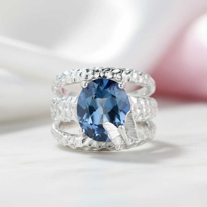 10*12mm Oval Gemstones Handmade Ring-Black Diamonds New York