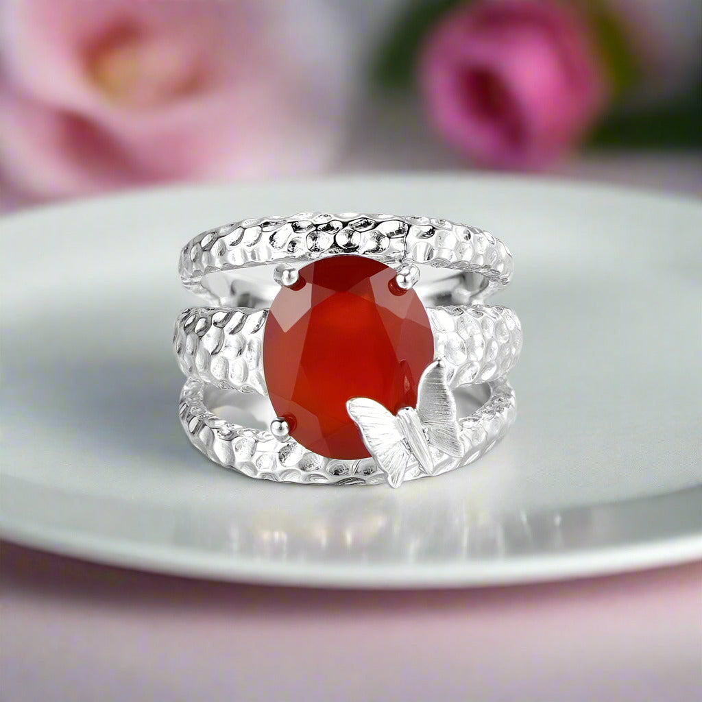 10*12mm Oval Gemstones Handmade Ring-Black Diamonds New York