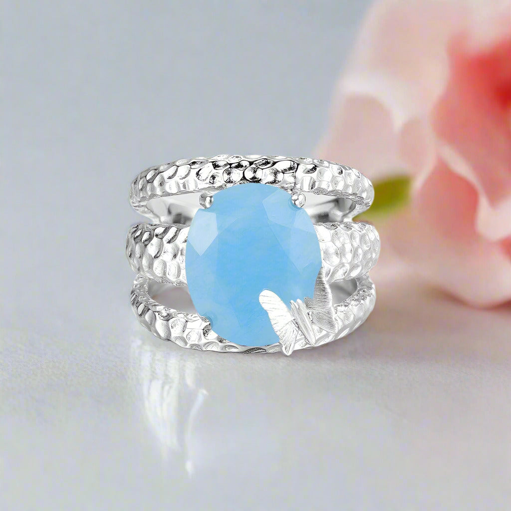 10*12mm Oval Gemstones Handmade Ring-Black Diamonds New York