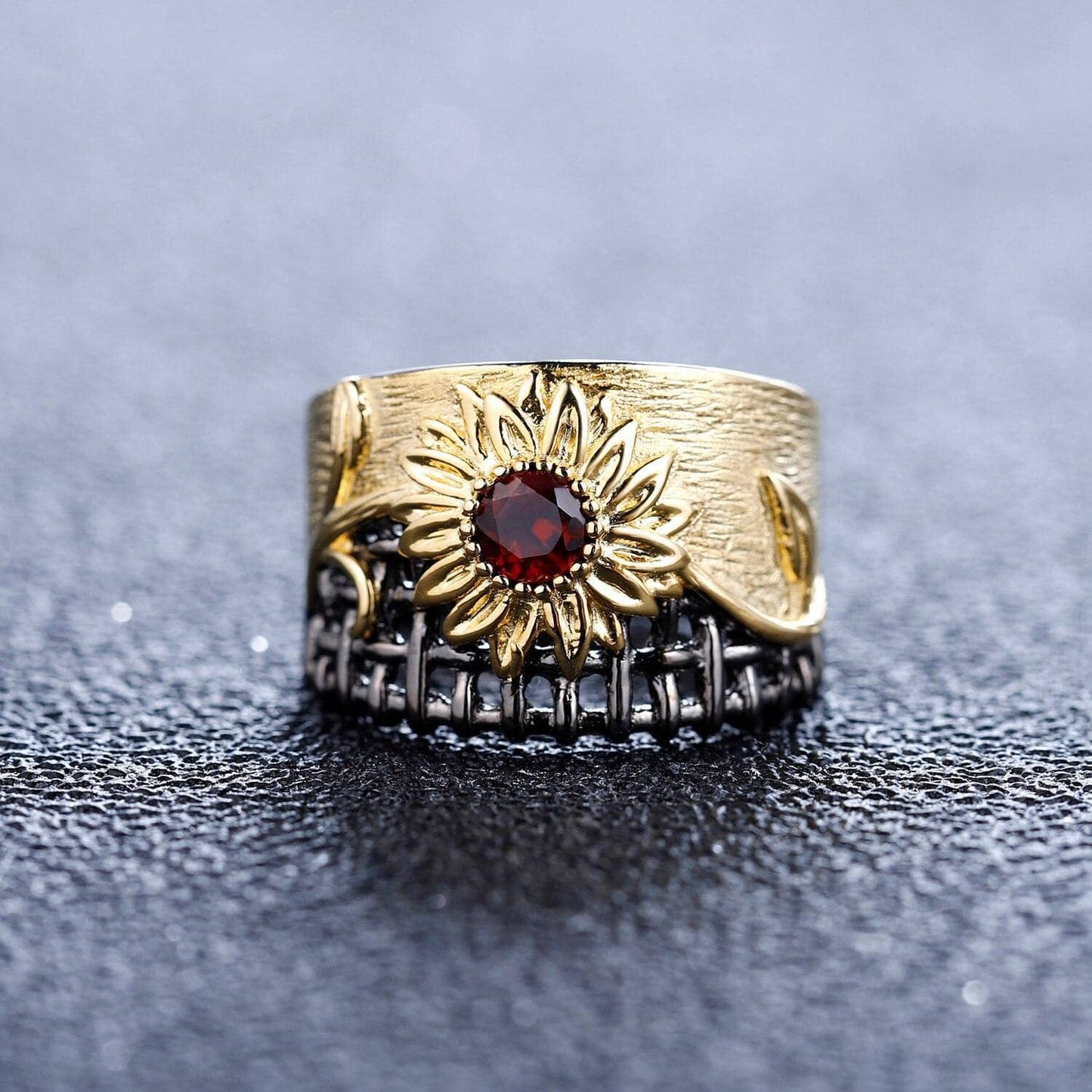 1.07Ct Natural Red Garnet Jewelry Set-Black Diamonds New York