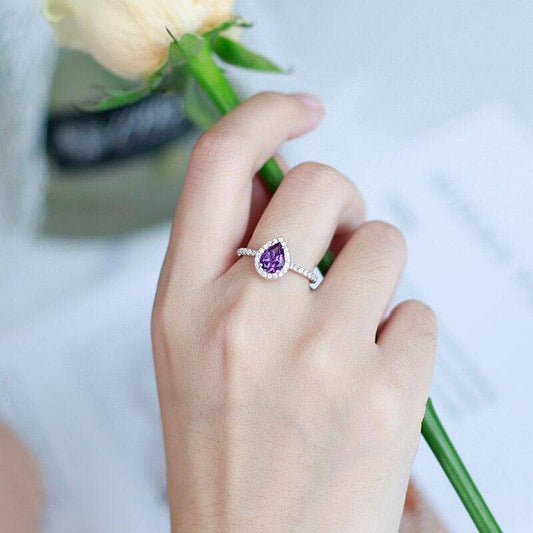 1.08Ct Natural Amethyst Purple Engagement Ring - Black Diamonds New York