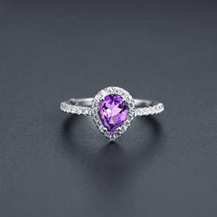 1.08Ct Natural Amethyst Purple Engagement Ring