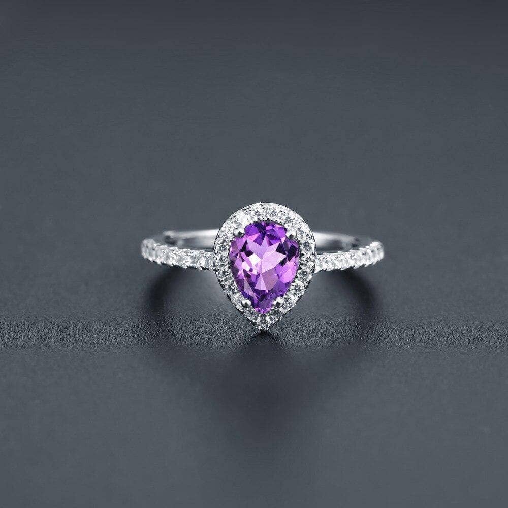 1.08Ct Natural Amethyst Purple Engagement Ring-Black Diamonds New York