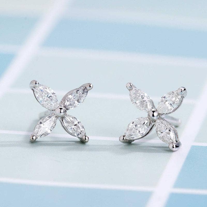 Four-petal Flower Diamond Option Earrings-Black Diamonds New York