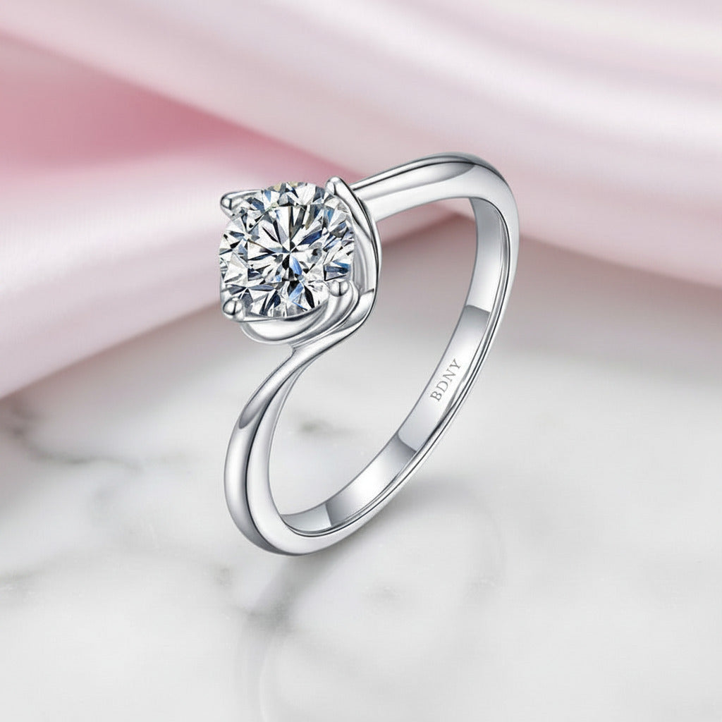 1.0Ct Round Solitaire Diamond Option Engagement Ring-Black Diamonds New York