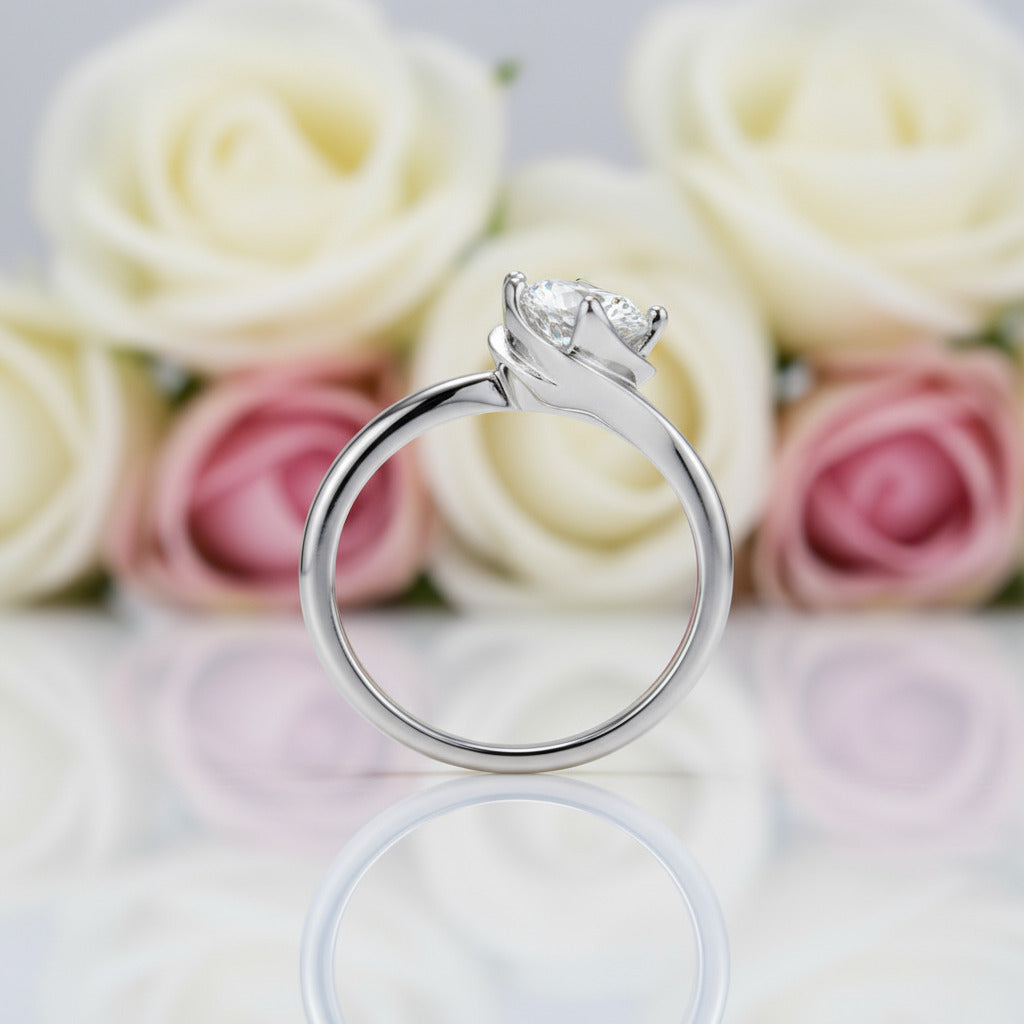 1.0Ct 0.5Ct Round Solitaire Diamond Engagement Ring-Black Diamonds New York