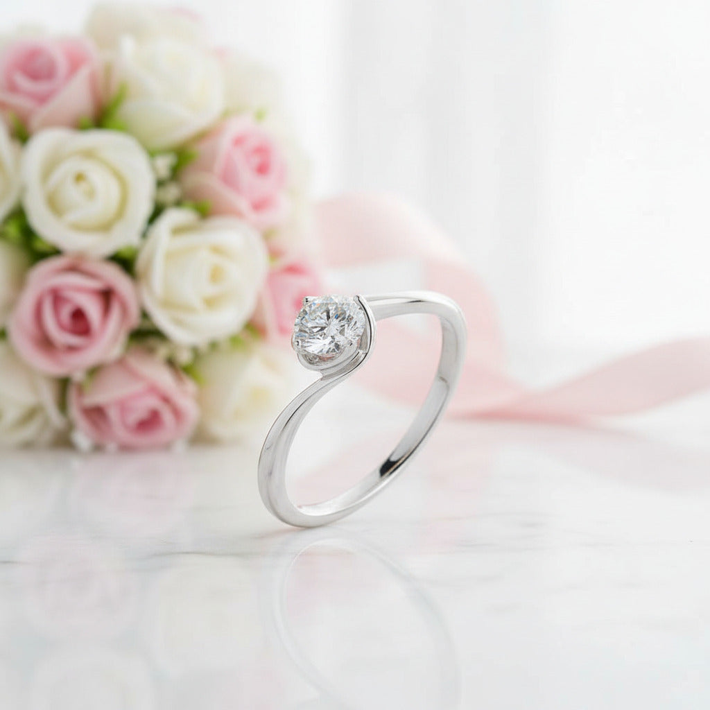 1.0Ct Round Solitaire Diamond Option Engagement Ring-Black Diamonds New York