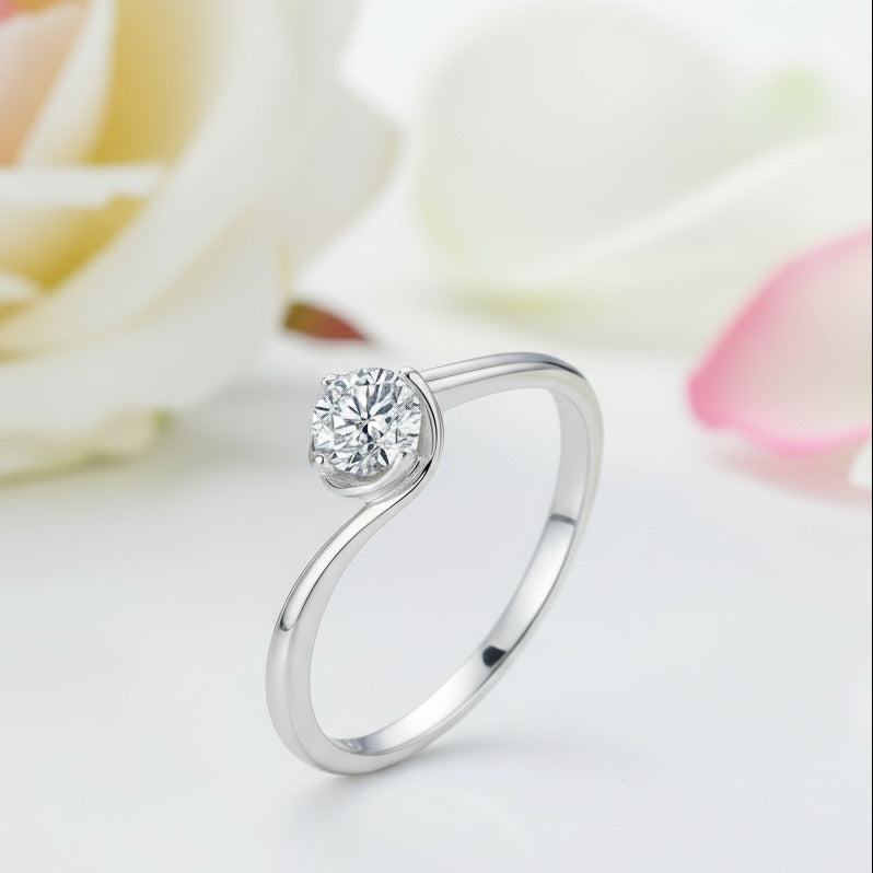 1.0Ct 0.5Ct Round Solitaire Diamond Engagement Ring-Black Diamonds New York