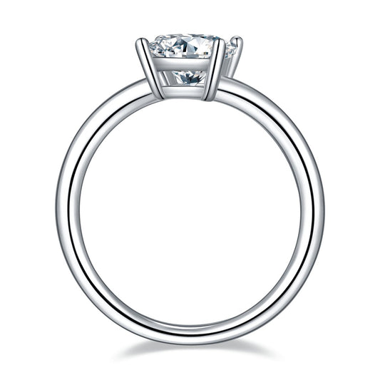 1.0Ct 5.5mm Square Solitaire Brilliant Diamond Engagement Ring-Black Diamonds New York