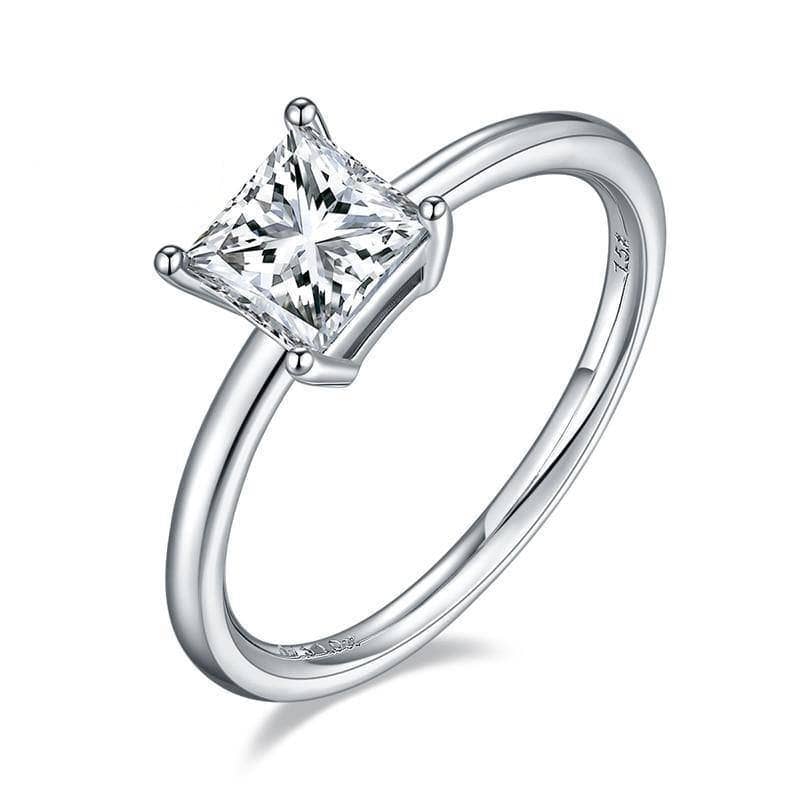 1.0Ct 5.5mm Square Solitaire Brilliant Moissanite Engagement Ring-Black Diamonds New York